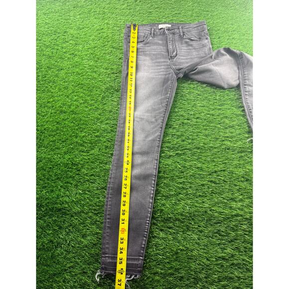 Abercrombie Fitch Womens Gray High Rise Super Skinny Jeans Sz 6 W28 Raw Hem Fray - Picture 5 of 10